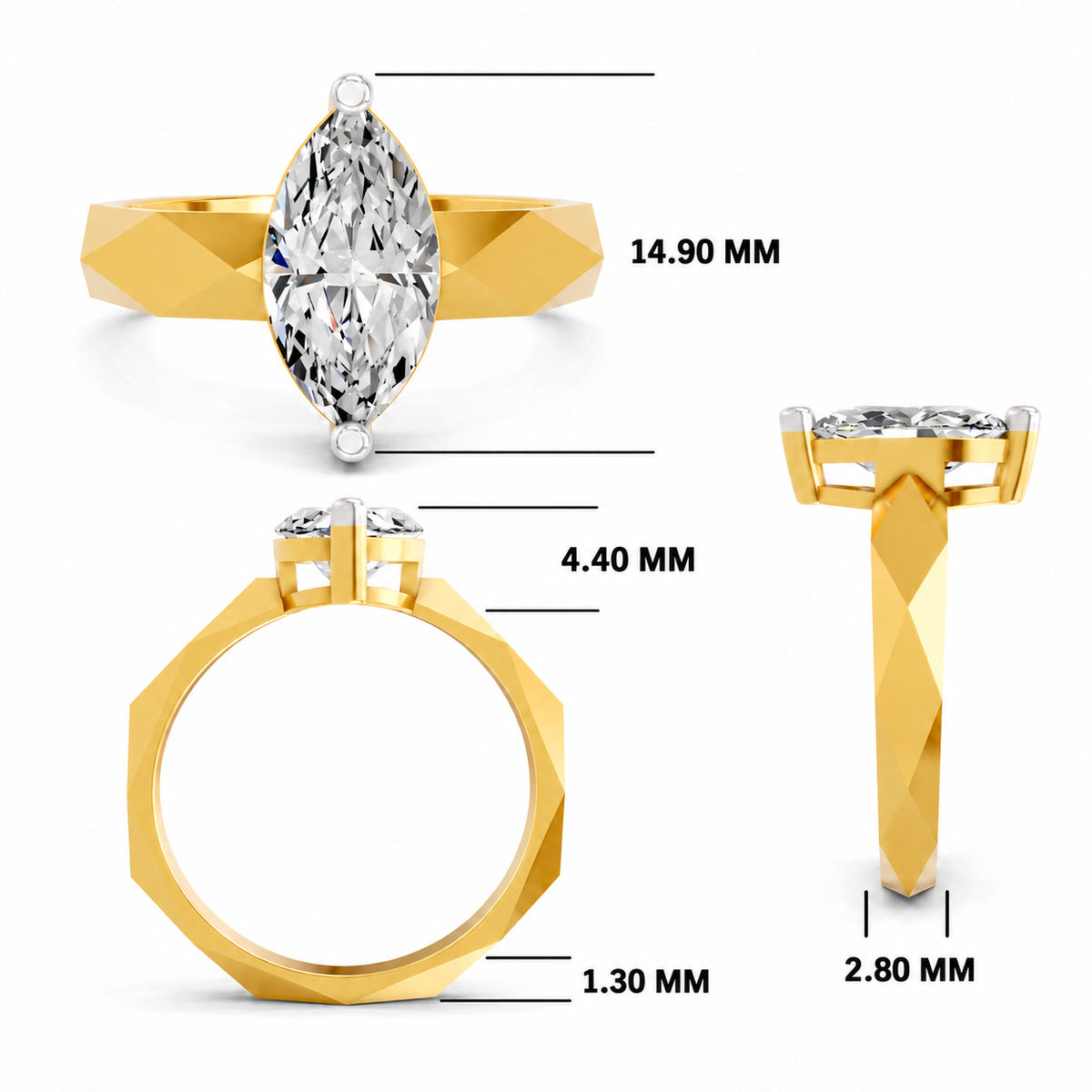 Sarafina Solitaire Marquise Lab Grown Diamond Ring