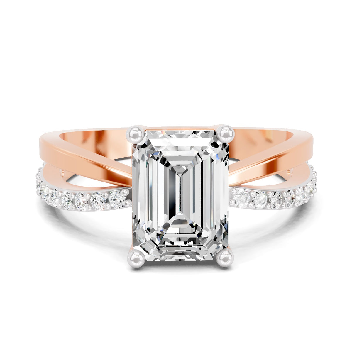Lucilla Crossover Emerald Lab Grown Diamond Ring