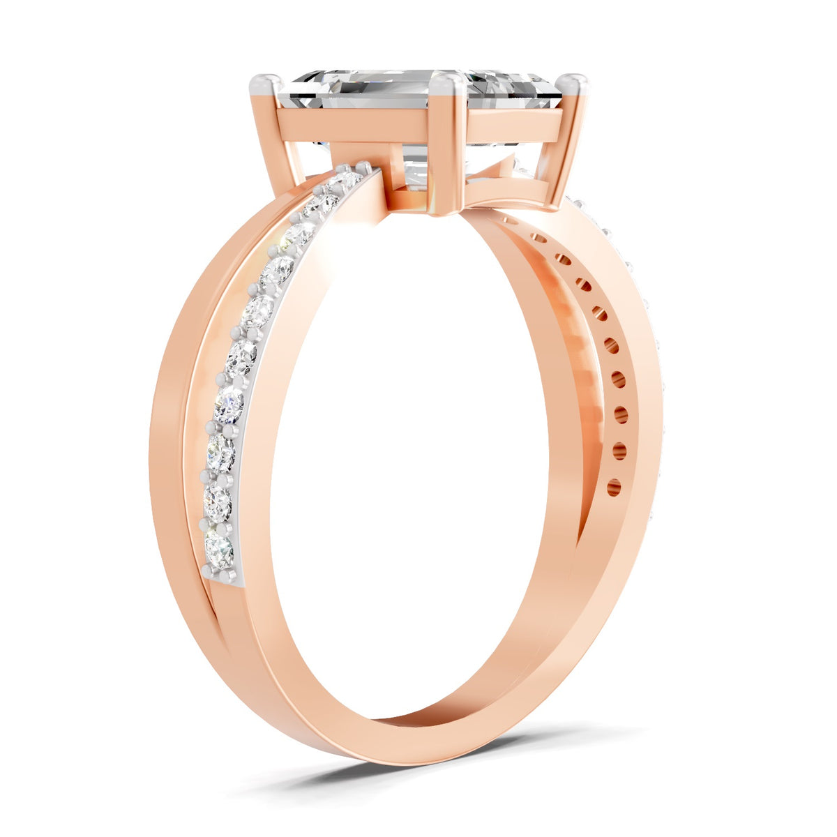 Lucilla Crossover Emerald Lab Grown Diamond Ring