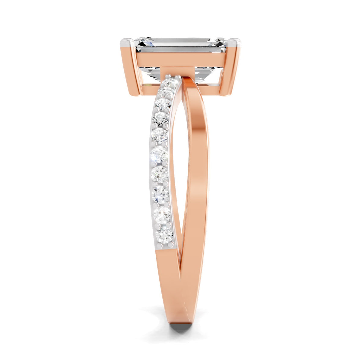 Lucilla Crossover Emerald Lab Grown Diamond Ring