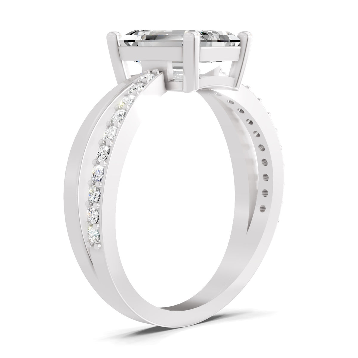 Lucilla Crossover Emerald Lab Grown Diamond Ring