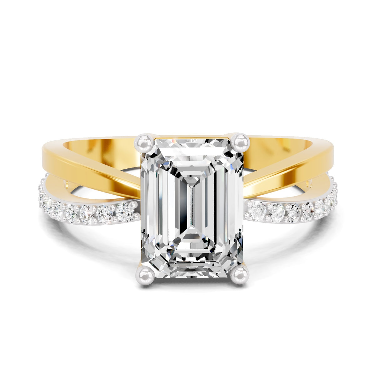 Lucilla Crossover Emerald Lab Grown Diamond Ring