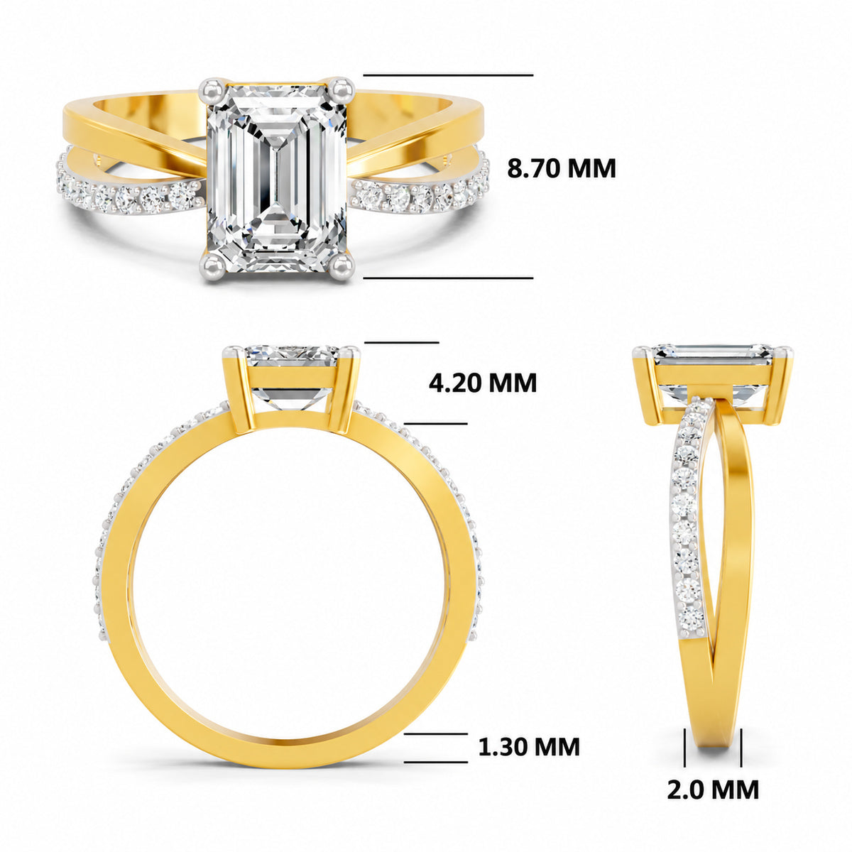 Lucilla Crossover Emerald Lab Grown Diamond Ring