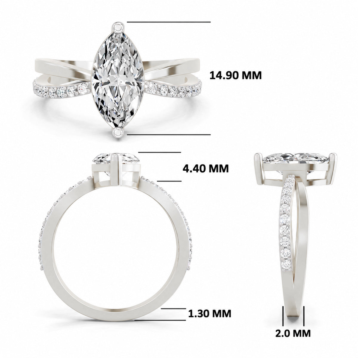 Pranavi Crossover Marquise Lab Grown Diamond Ring