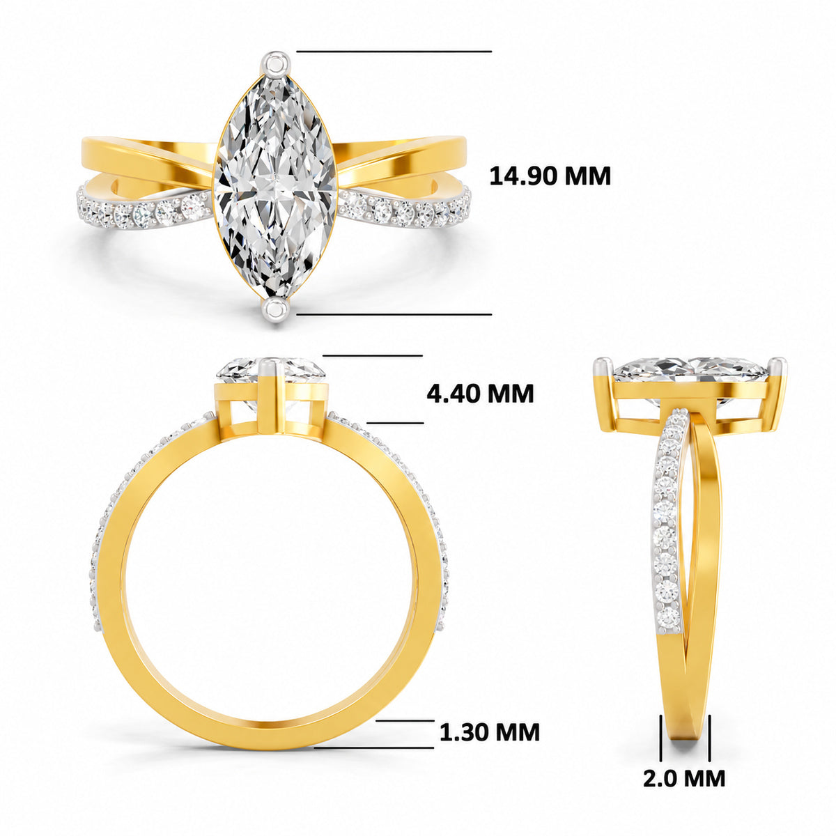 Pranavi Crossover Marquise Lab Grown Diamond Ring