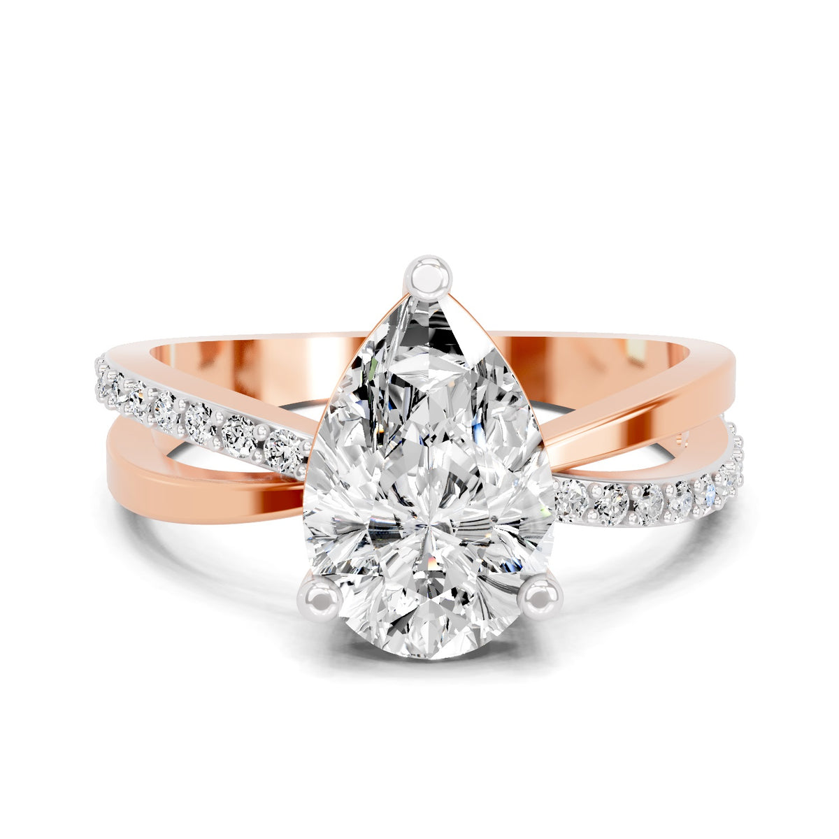 Roselia Crossover Pear Lab Grown Diamond Ring