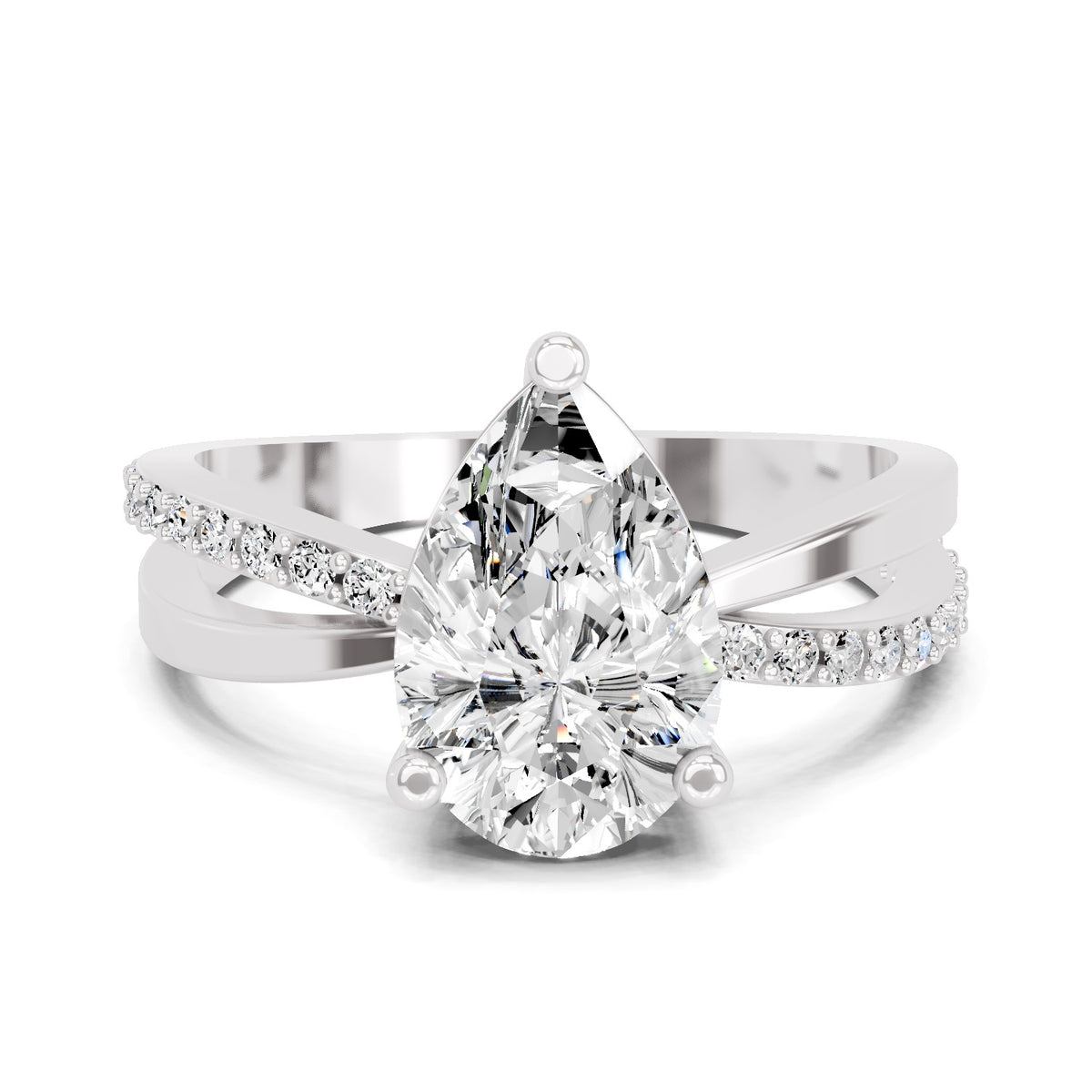 Roselia Crossover Pear Lab Grown Diamond Ring