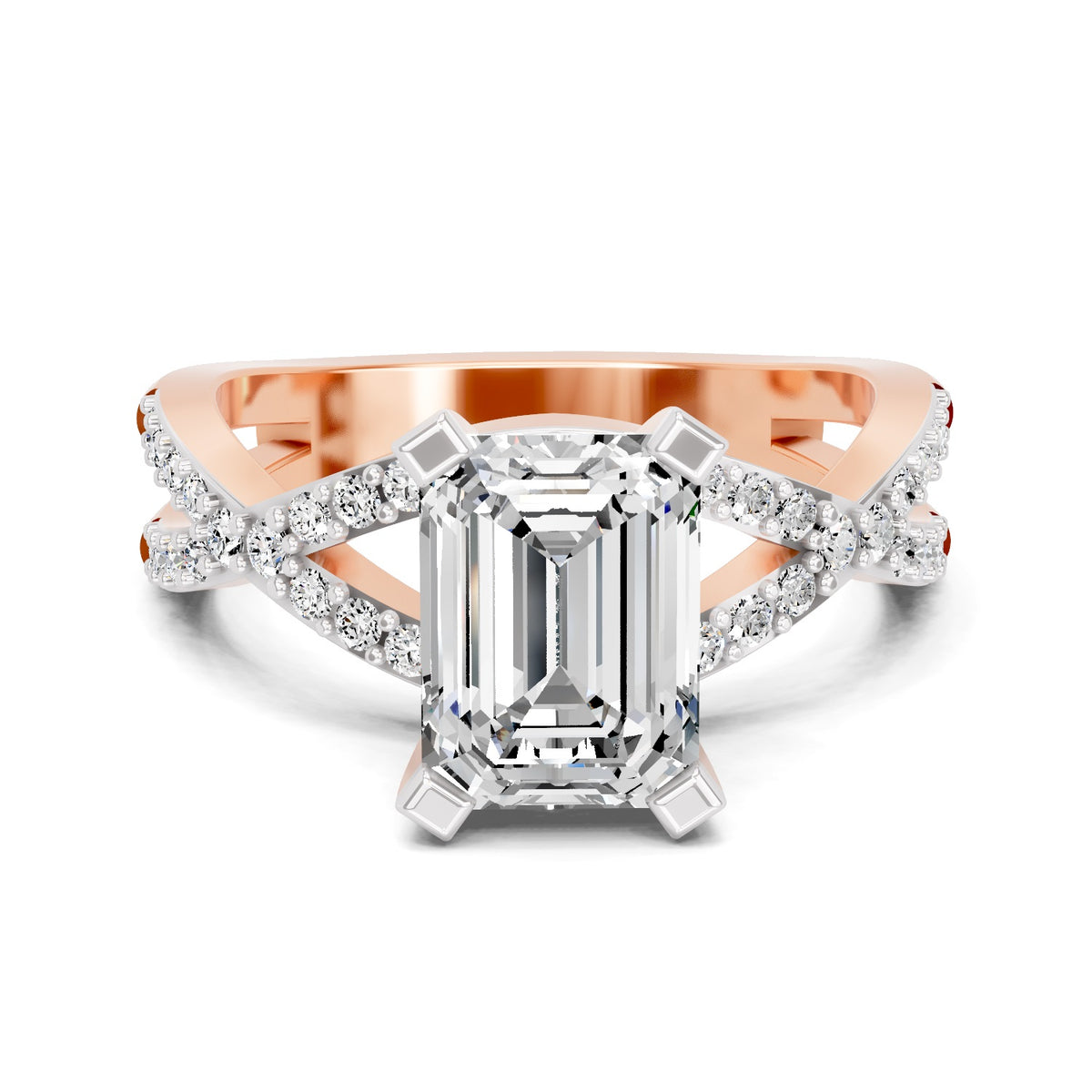 Amaltea Intersecting Emerald Lab Grown Diamond Ring