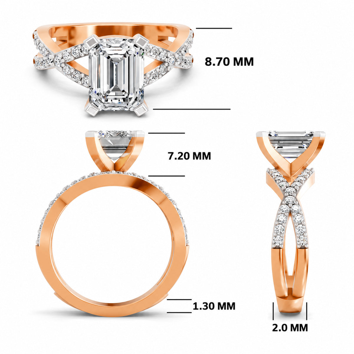 Amaltea Intersecting Emerald Lab Grown Diamond Ring