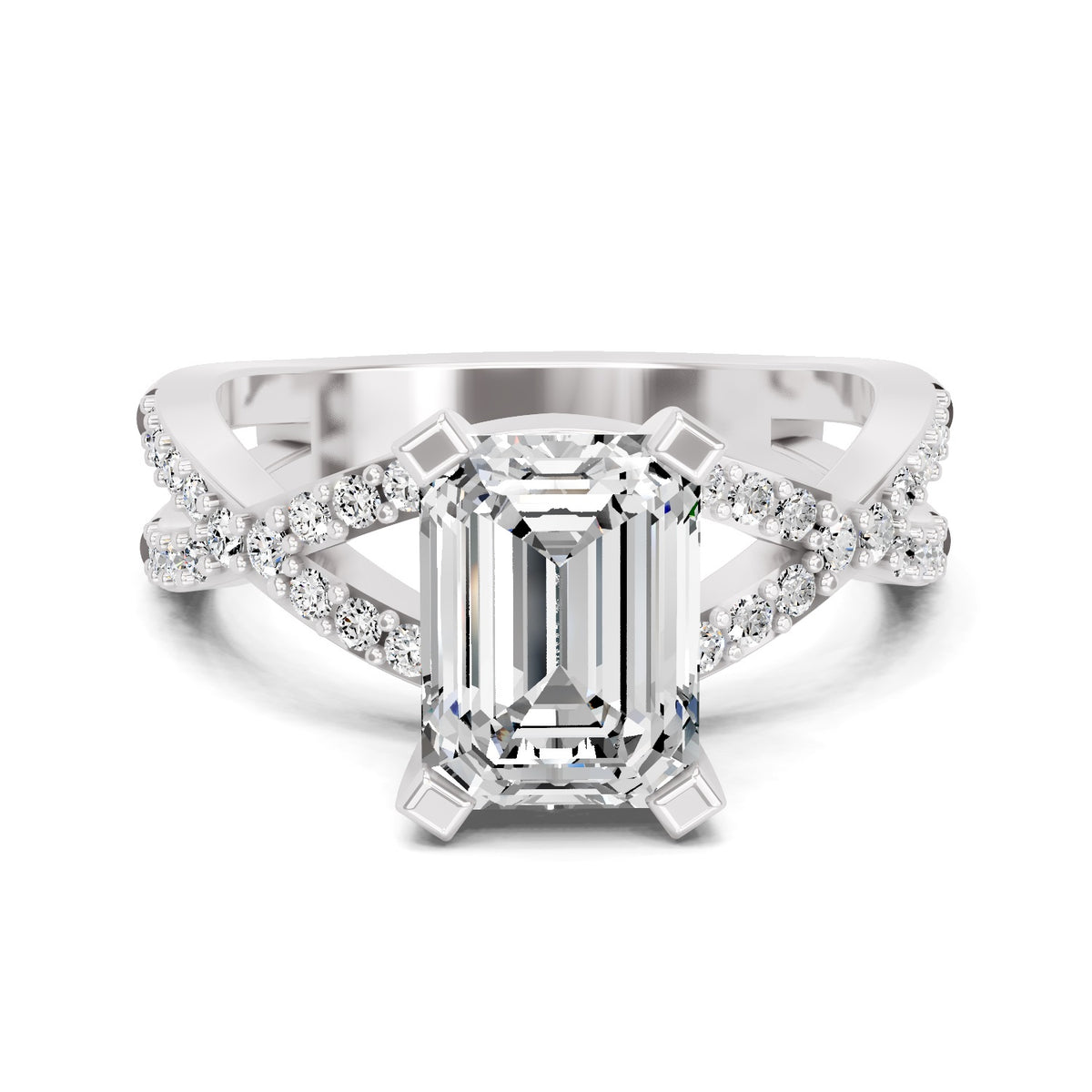 Amaltea Intersecting Emerald Lab Grown Diamond Ring