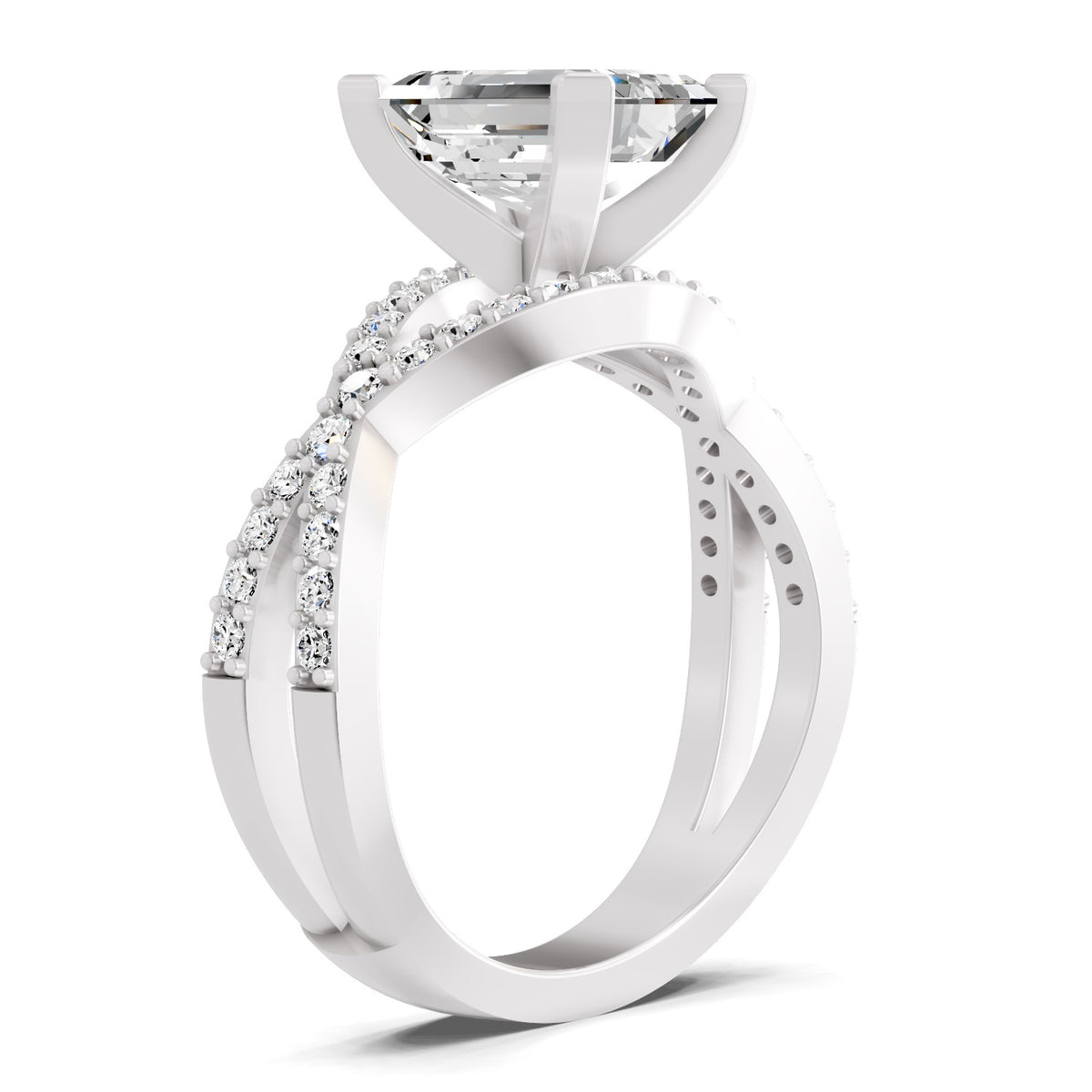 Amaltea Intersecting Emerald Lab Grown Diamond Ring