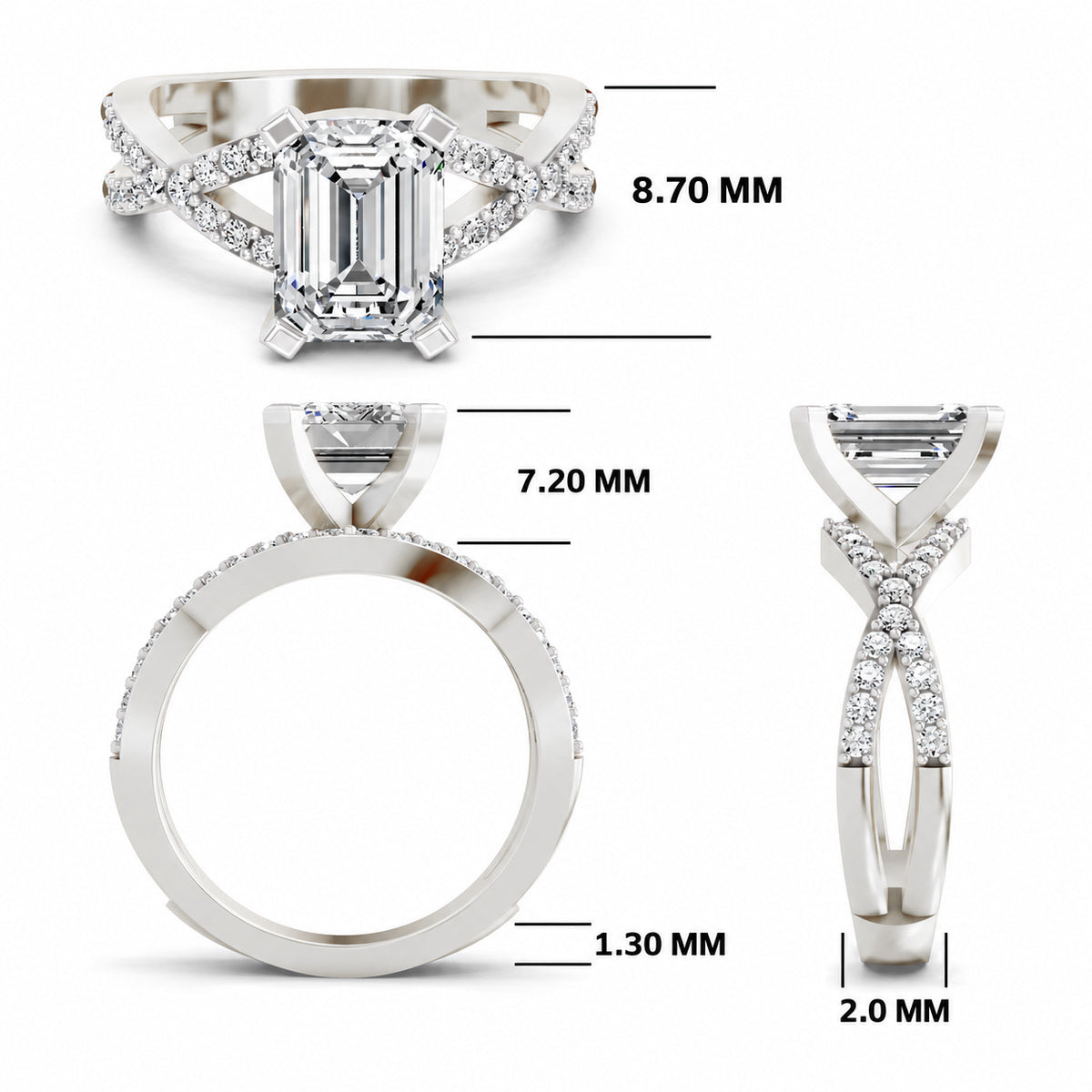 Amaltea Intersecting Emerald Lab Grown Diamond Ring