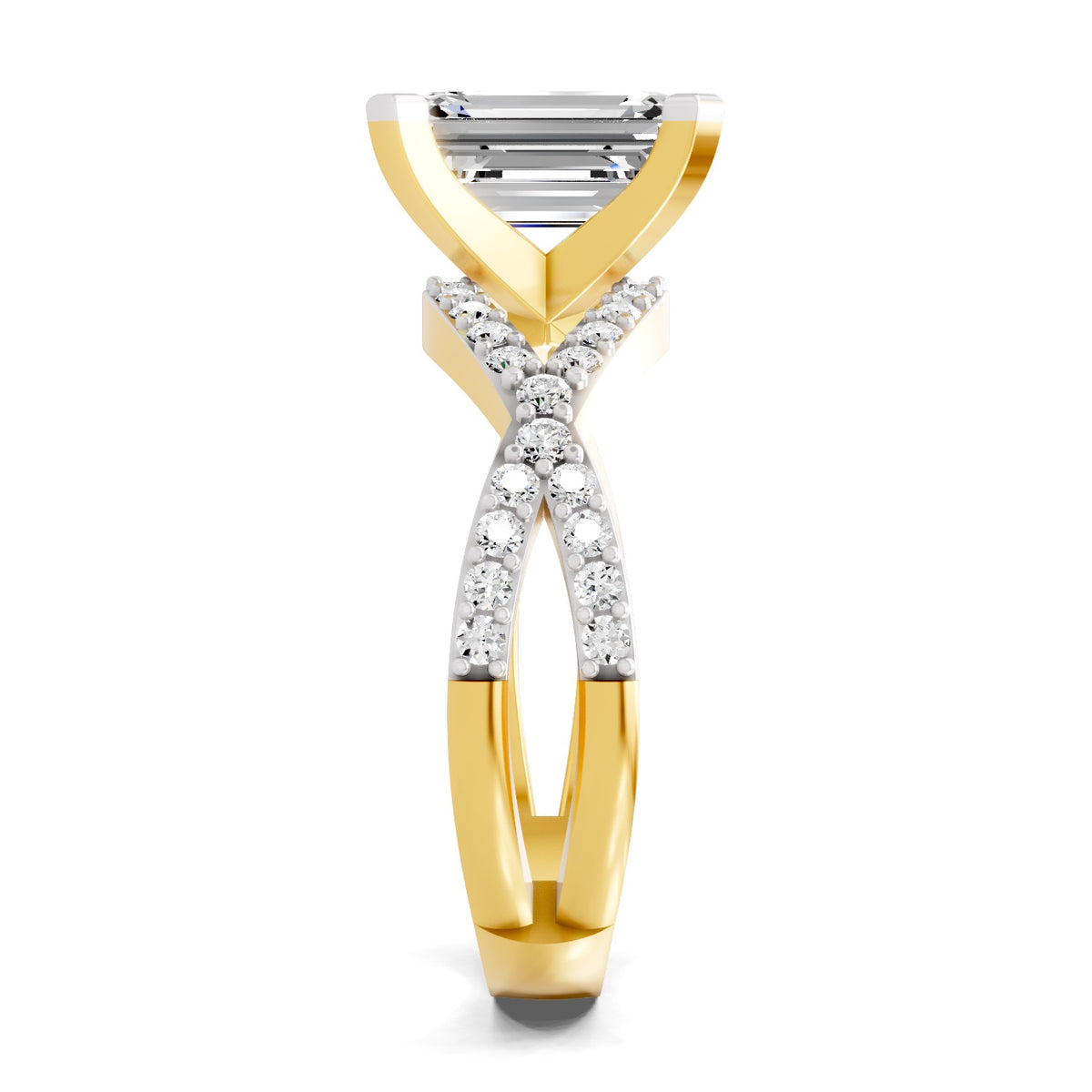Amaltea Intersecting Emerald Lab Grown Diamond Ring