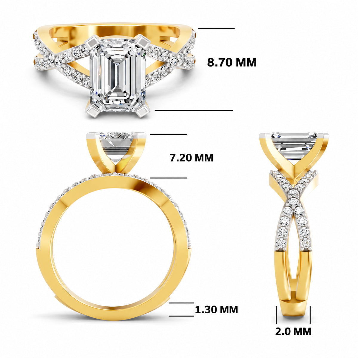 Amaltea Intersecting Emerald Lab Grown Diamond Ring