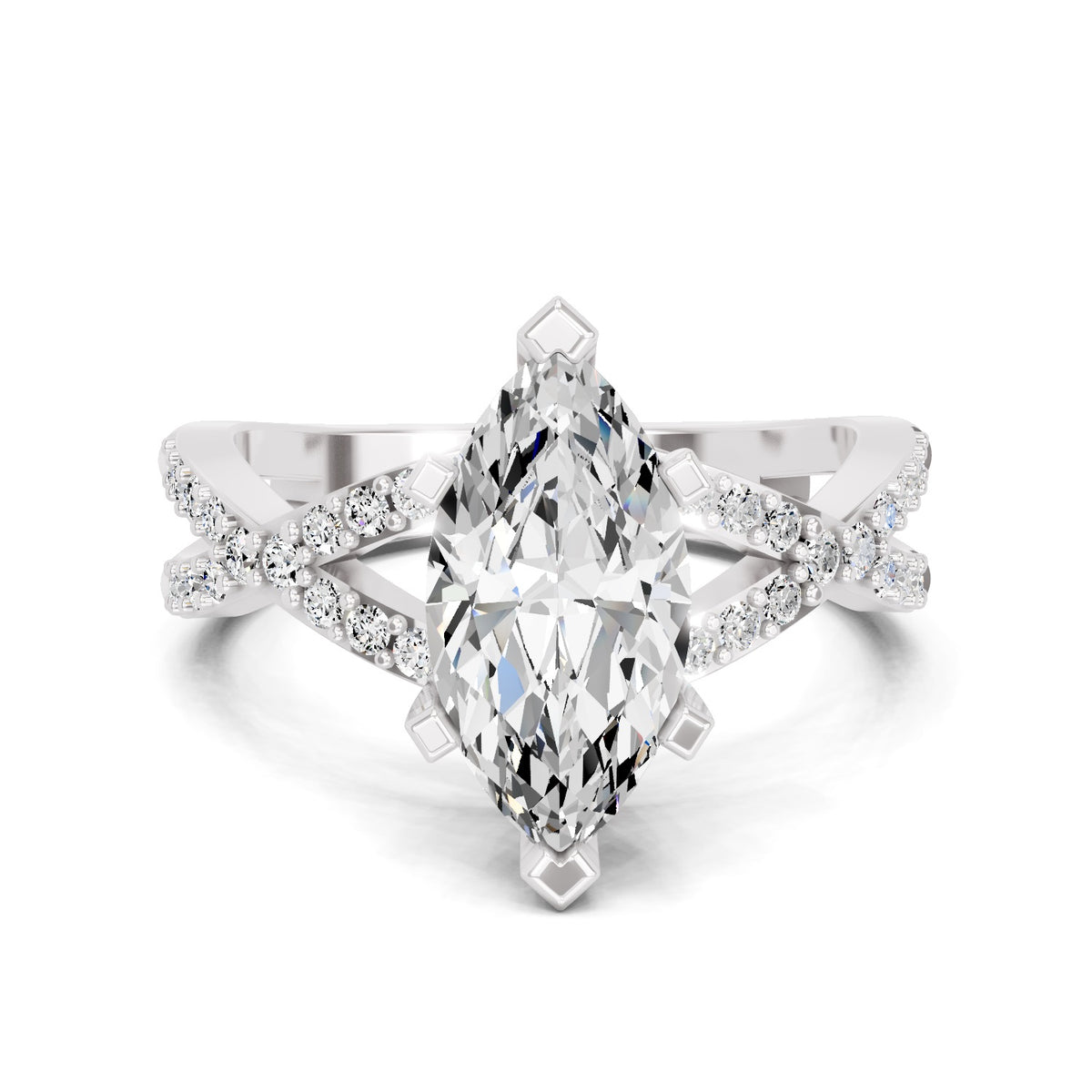 Blandina Intersecting Marquise Lab Grown Diamond Ring