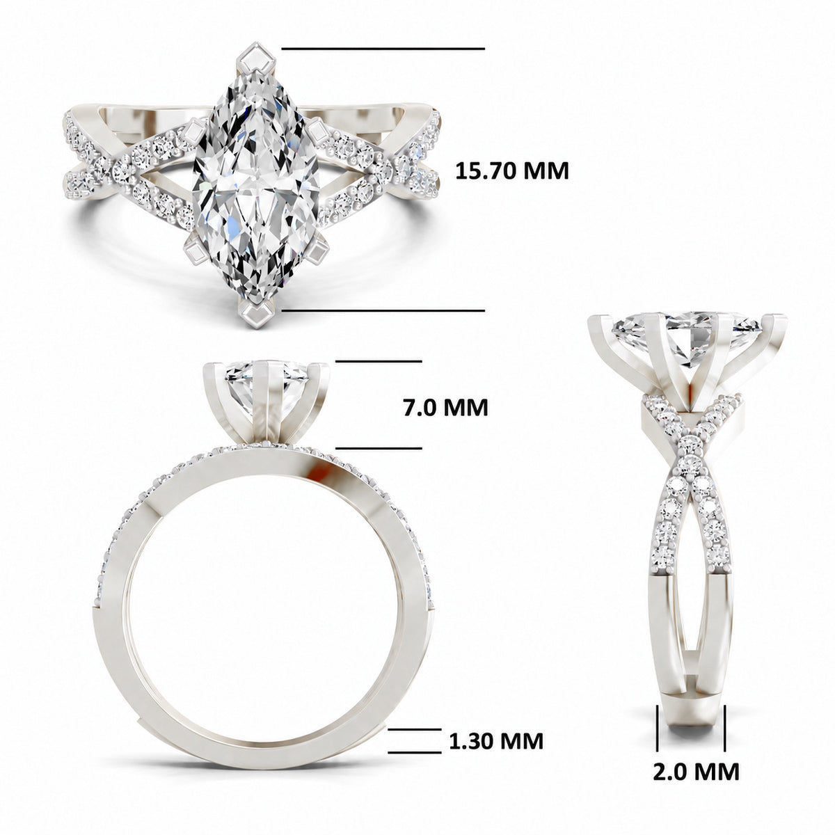 Blandina Intersecting Marquise Lab Grown Diamond Ring