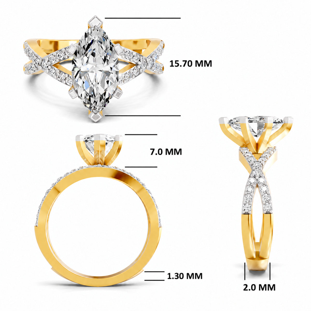 Blandina Intersecting Marquise Lab Grown Diamond Ring