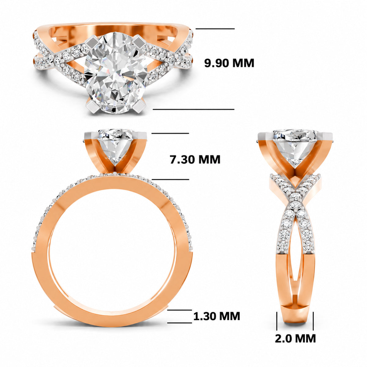 Allegretta Intersecting Oval Lab Grown Diamond Ring