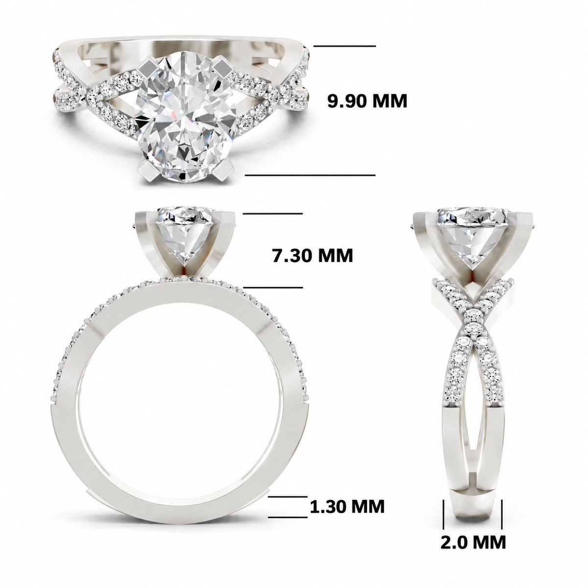 Allegretta Intersecting Oval Lab Grown Diamond Ring