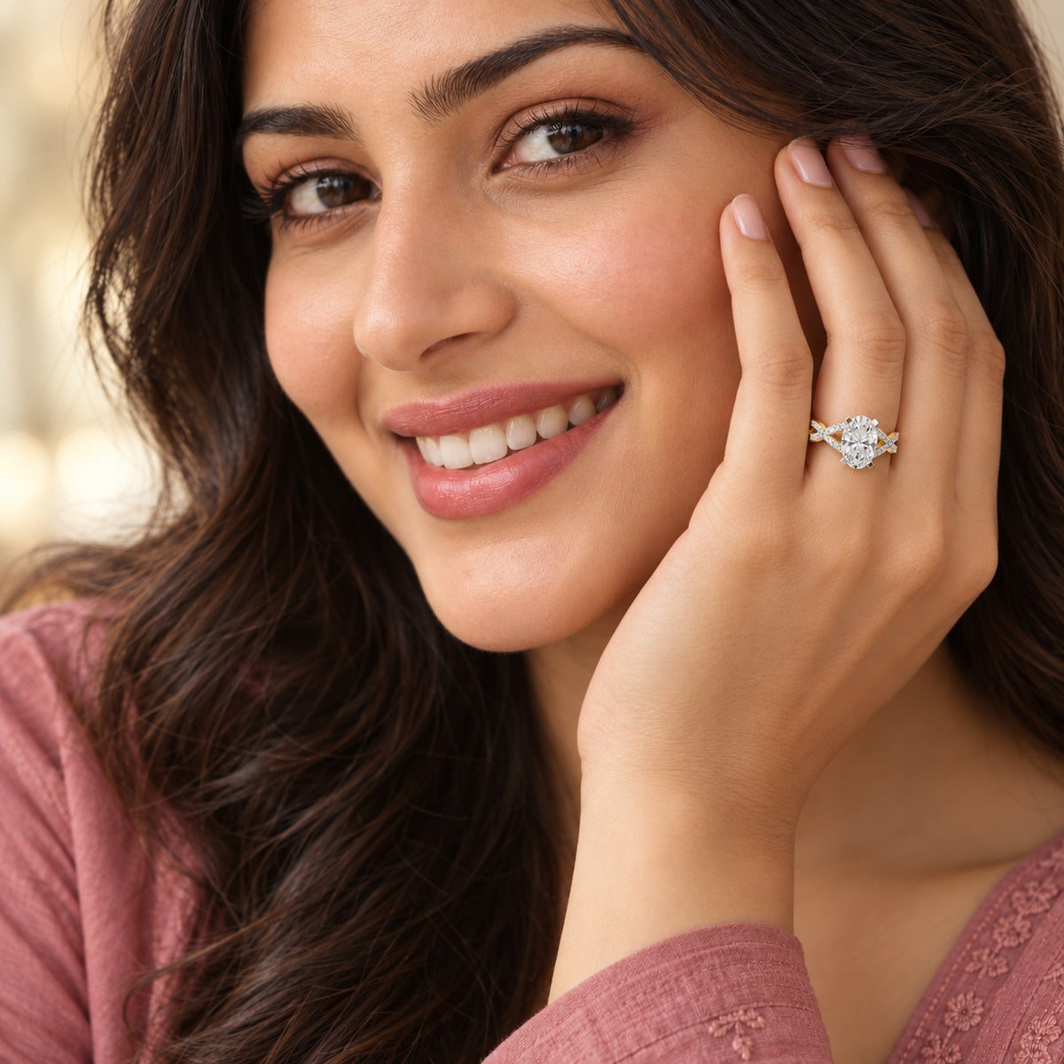Allegretta Intersecting Oval Lab Grown Diamond Ring