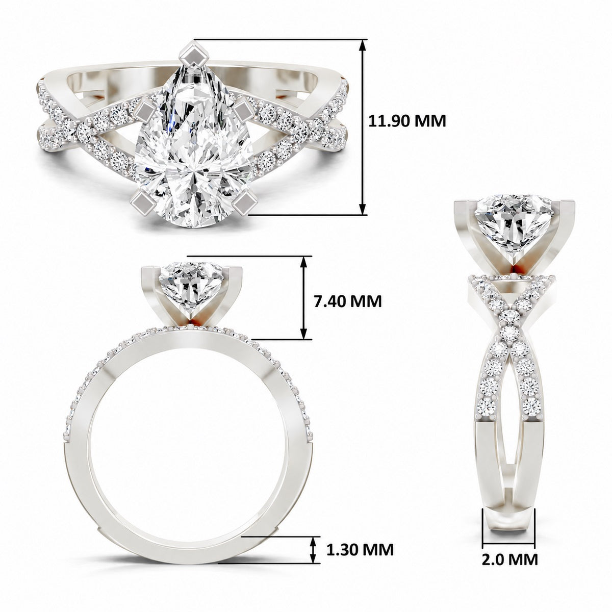Aureliana Intersecting Pear Lab Grown Diamond Ring