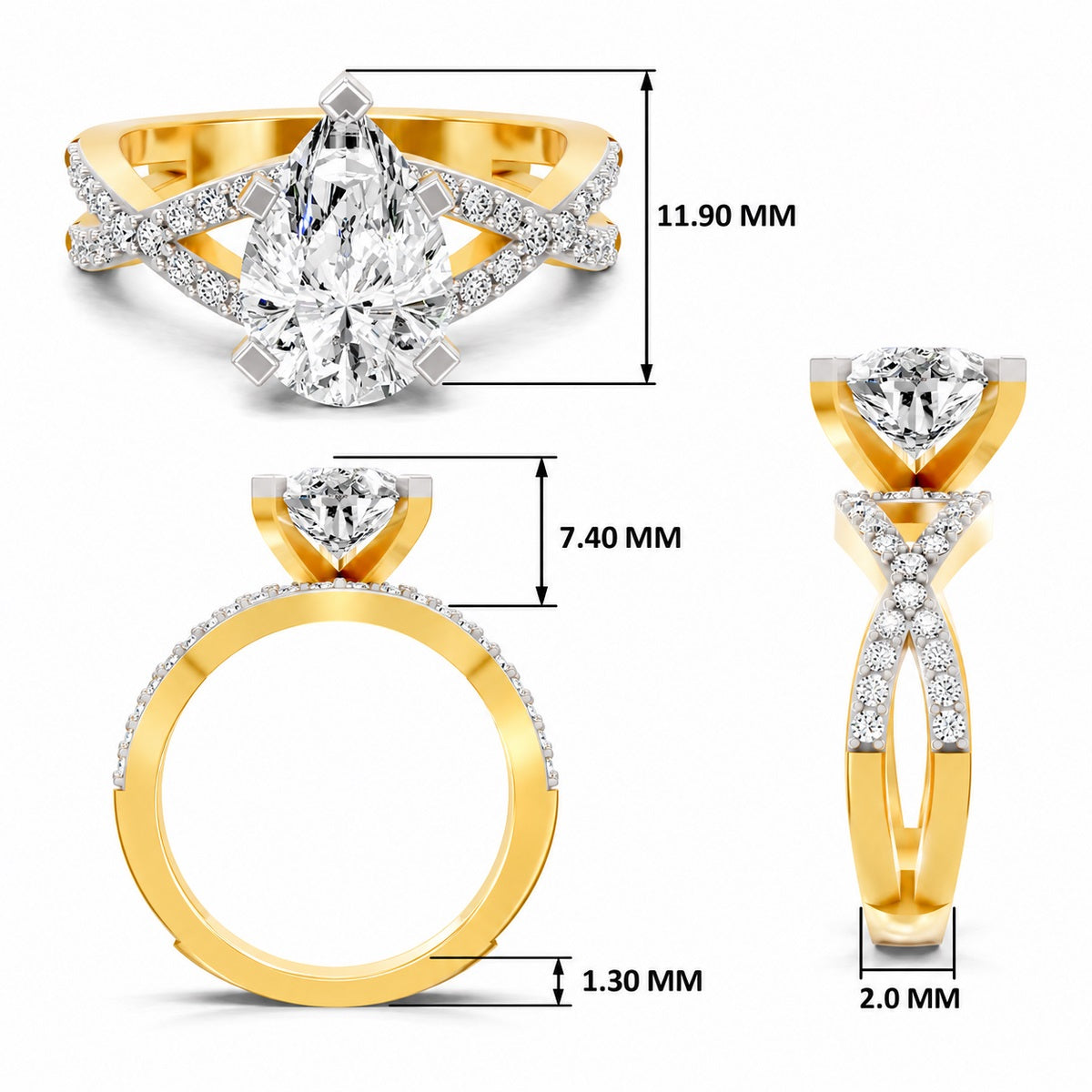 Aureliana Intersecting Pear Lab Grown Diamond Ring