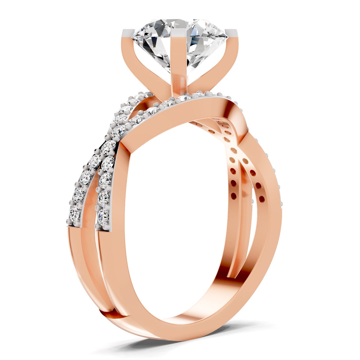 Adalina Intersecting Round Lab Grown Diamond Ring