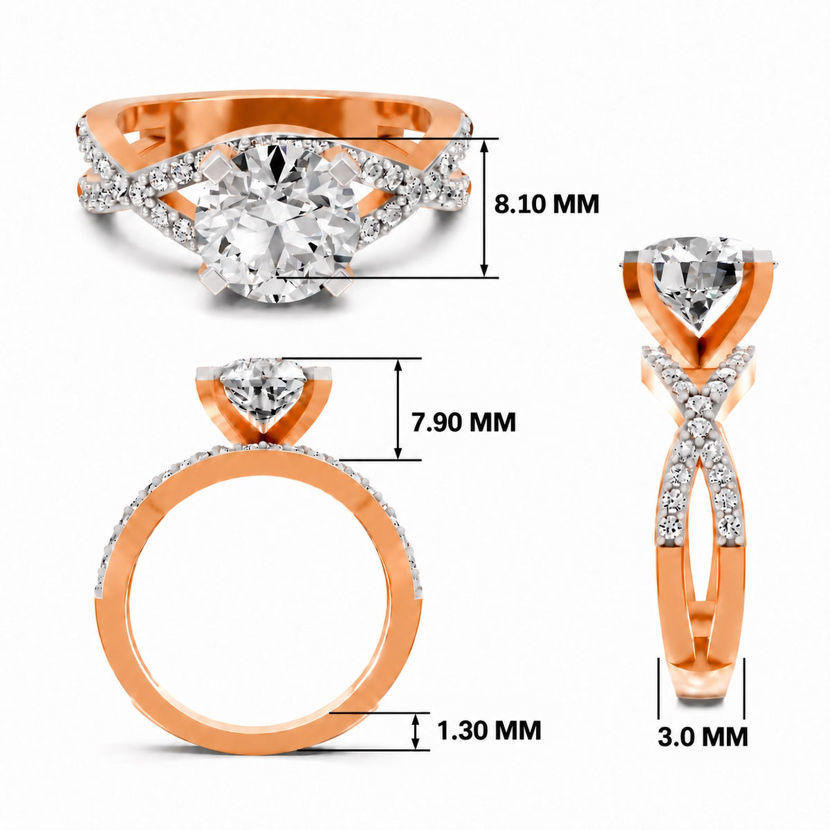 Adalina Intersecting Round Lab Grown Diamond Ring