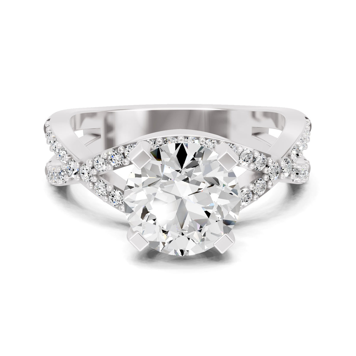 Adalina Intersecting Round Lab Grown Diamond Ring