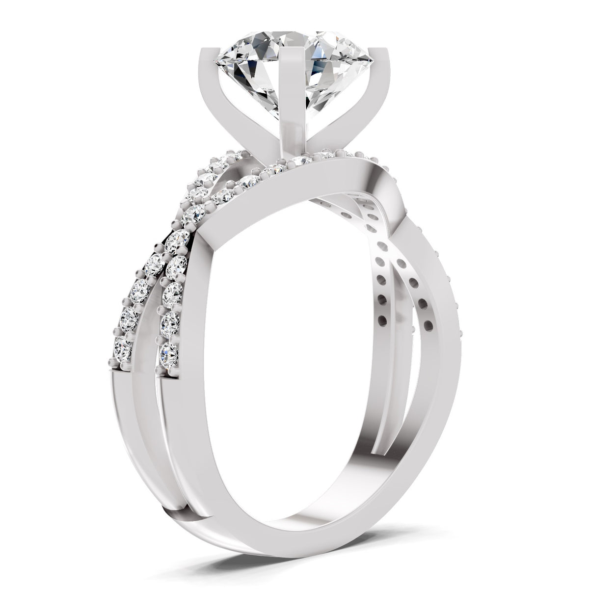 Adalina Intersecting Round Lab Grown Diamond Ring