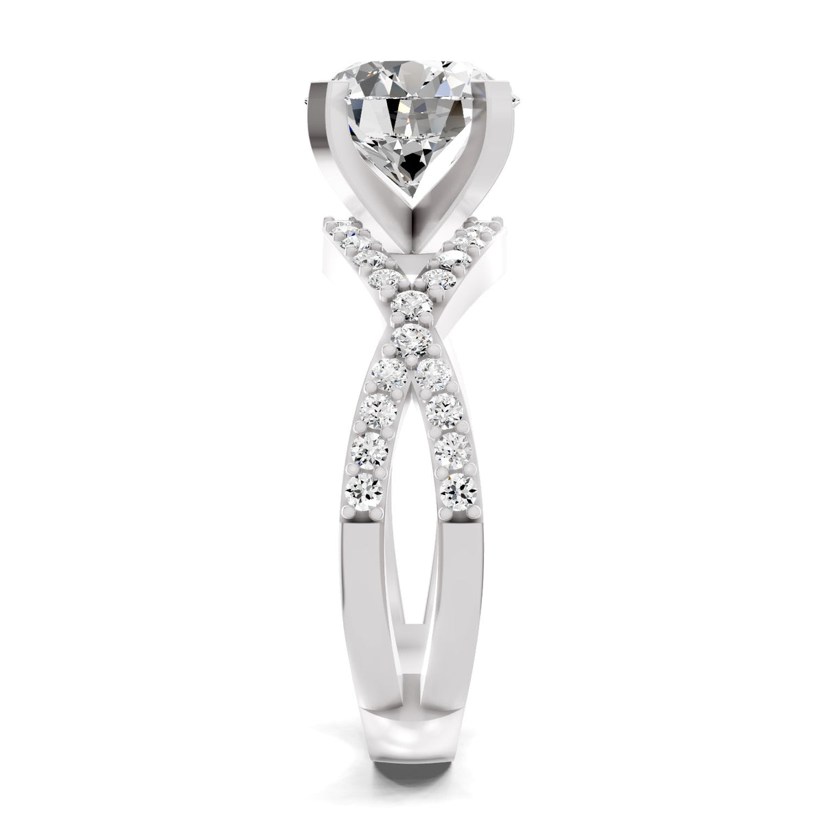 Adalina Intersecting Round Lab Grown Diamond Ring