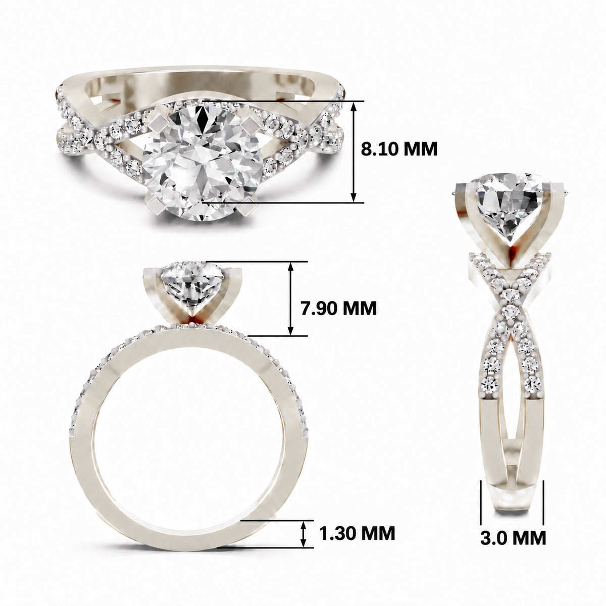 Adalina Intersecting Round Lab Grown Diamond Ring