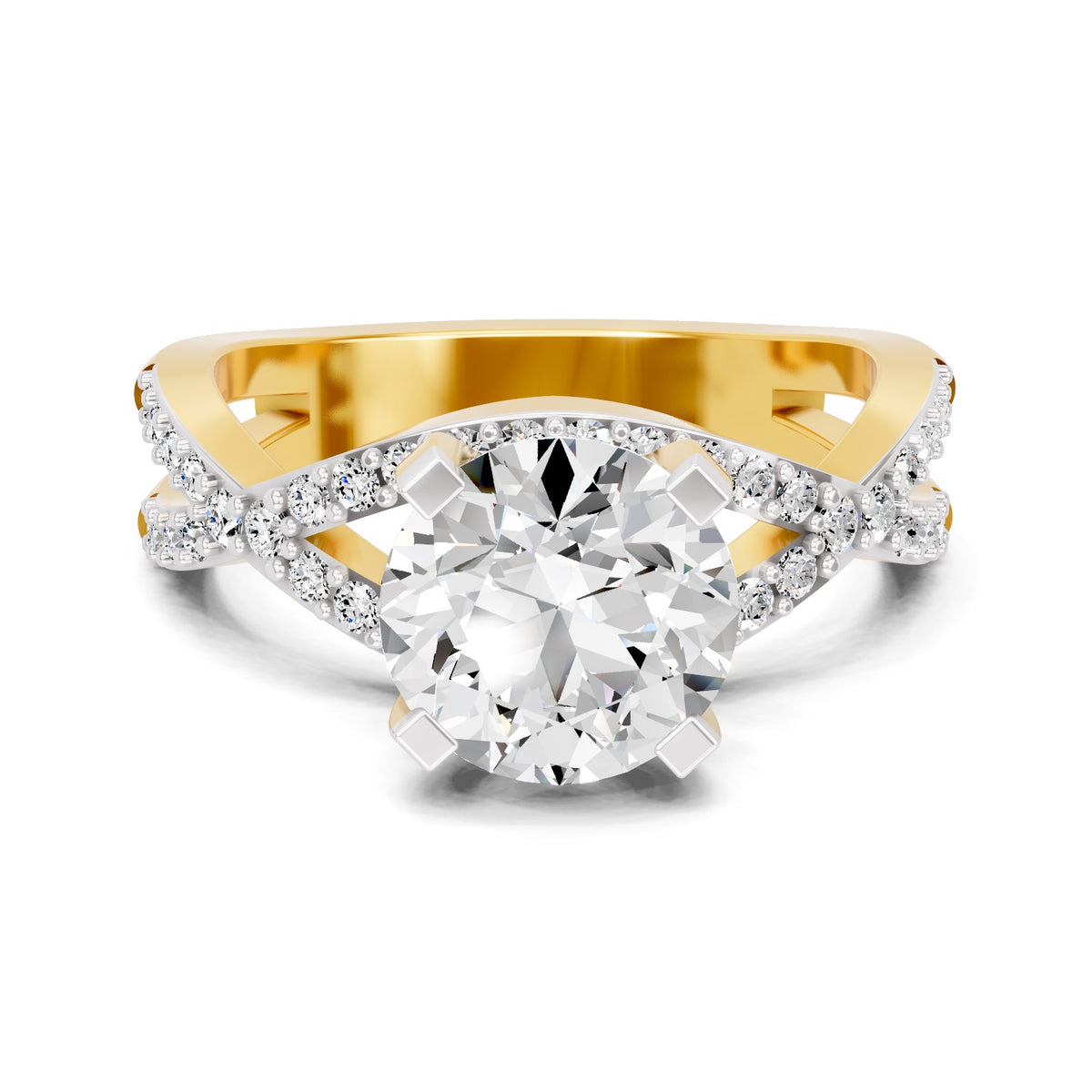 Adalina Intersecting Round Lab Grown Diamond Ring