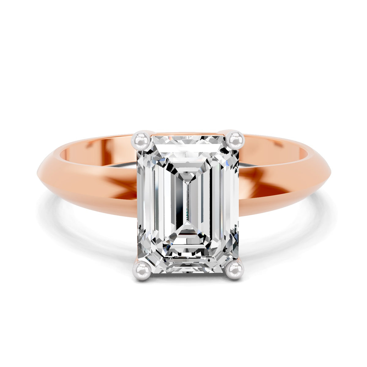Donata Ridged Emerald Lab Grown Diamond Ring