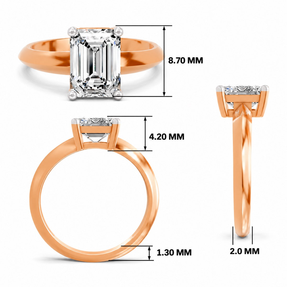 Donata Ridged Emerald Lab Grown Diamond Ring