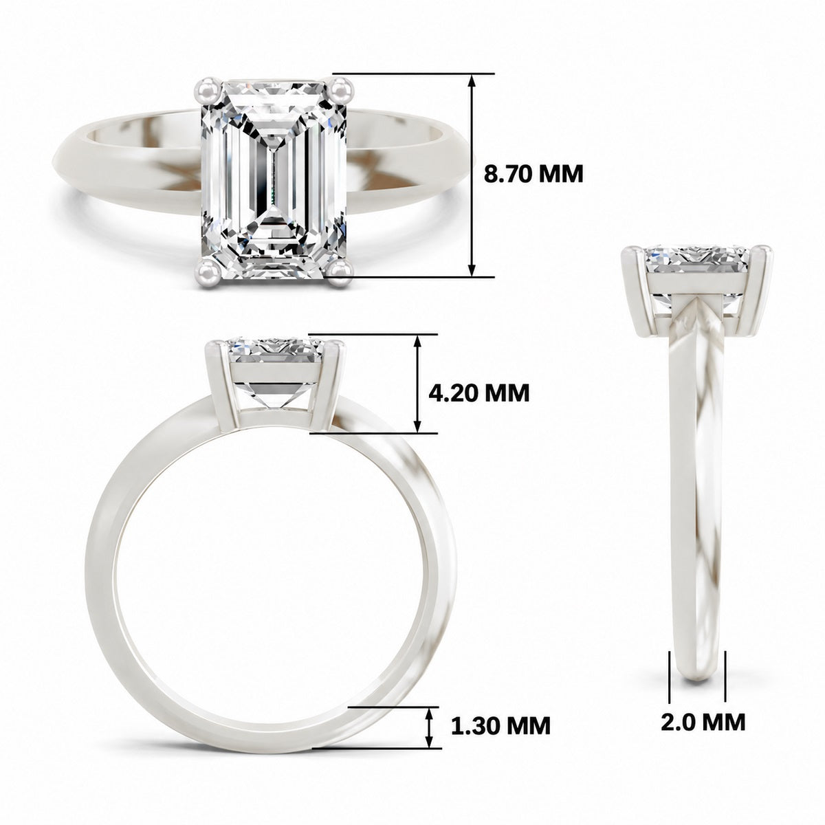 Donata Ridged Emerald Lab Grown Diamond Ring