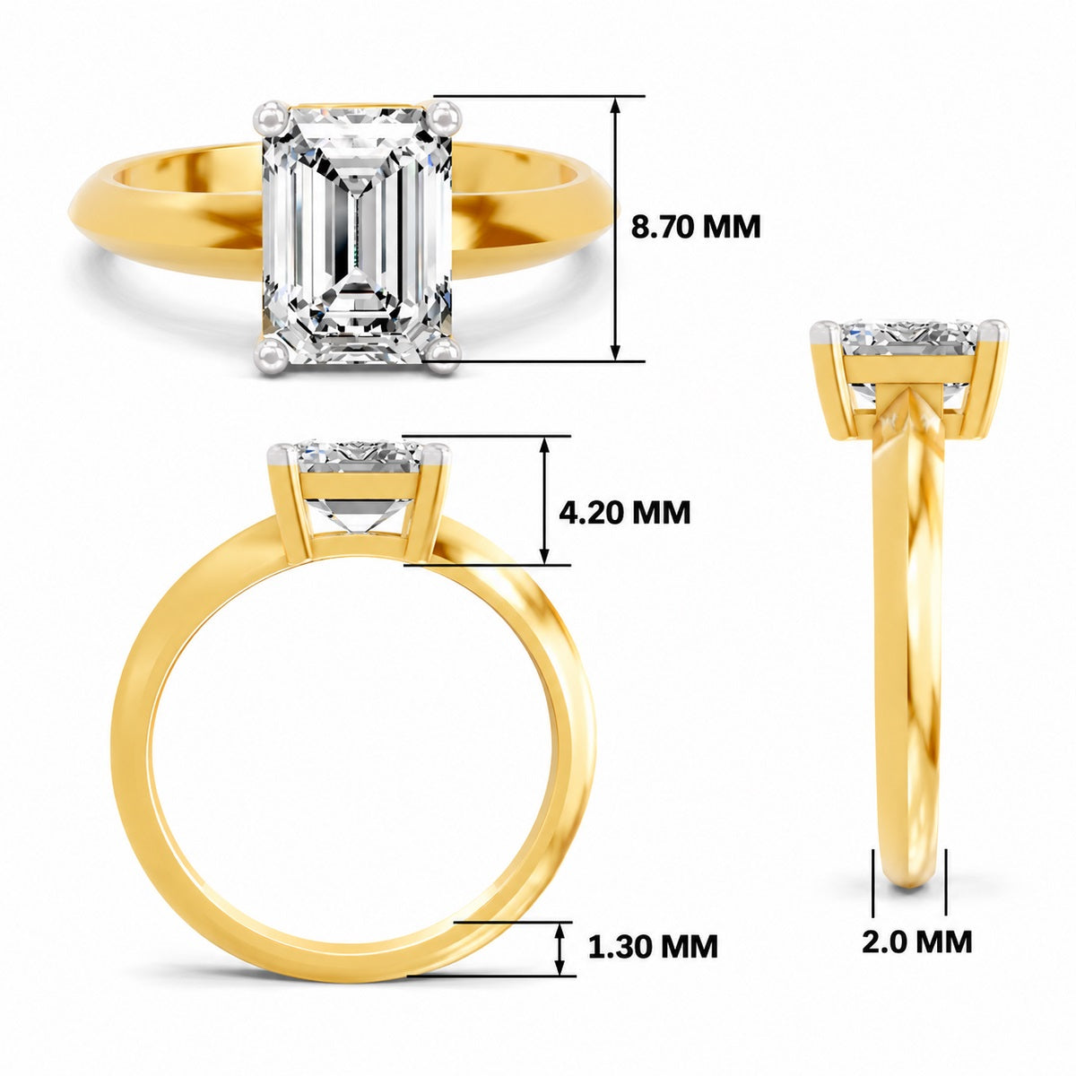 Donata Ridged Emerald Lab Grown Diamond Ring