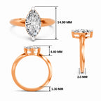 Eldarosa Ridged Marquise Lab Grown Diamond Ring