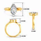 Eldarosa Ridged Marquise Lab Grown Diamond Ring