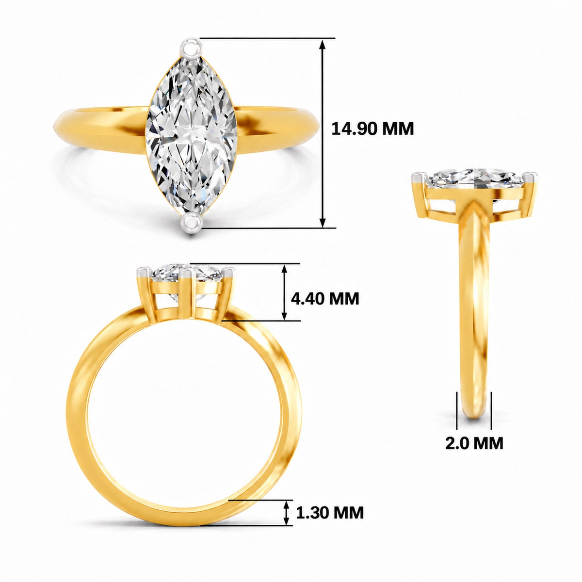 Eldarosa Ridged Marquise Lab Grown Diamond Ring