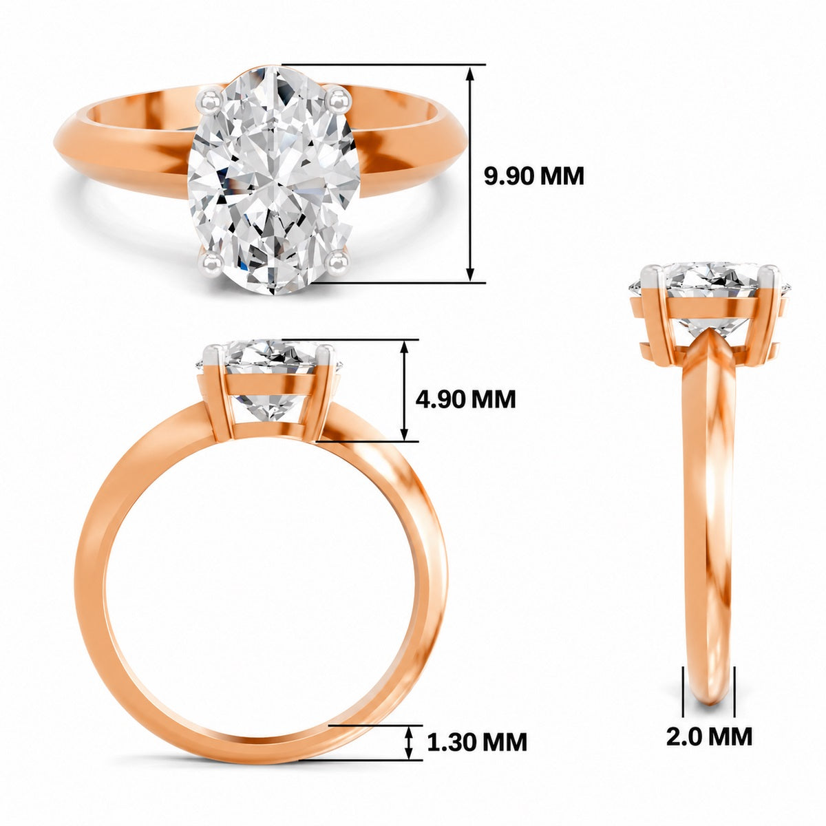 Cipriana Ridged Oval Lab Grown Diamond Ring