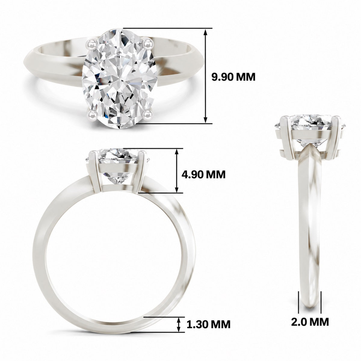 Cipriana Ridged Oval Lab Grown Diamond Ring
