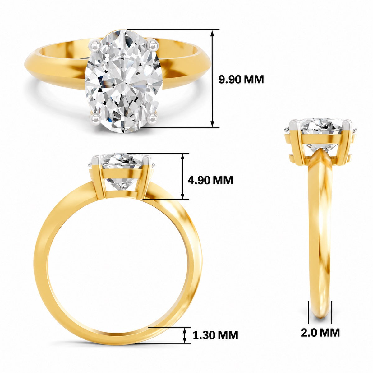 Cipriana Ridged Oval Lab Grown Diamond Ring