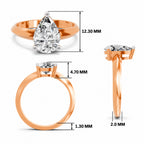 Drusilla Ridged Pear Lab Grown Diamond Ring