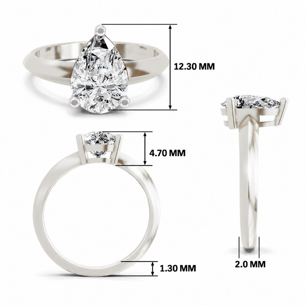 Drusilla Ridged Pear Lab Grown Diamond Ring