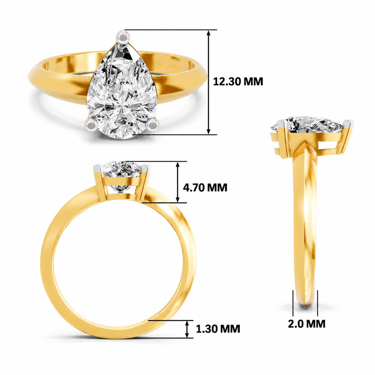 Drusilla Ridged Pear Lab Grown Diamond Ring