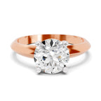 Top view of a rose gold round-cut 2.00 ct diamond solitaire engagement ring