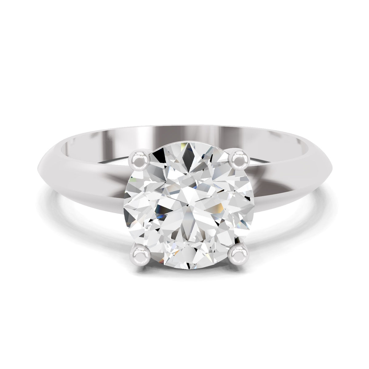 Top view of a white gold round-cut 2.00 ct diamond solitaire engagement ring