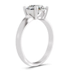 Angled view of a white gold round-cut 2.00 ct diamond solitaire engagement ring