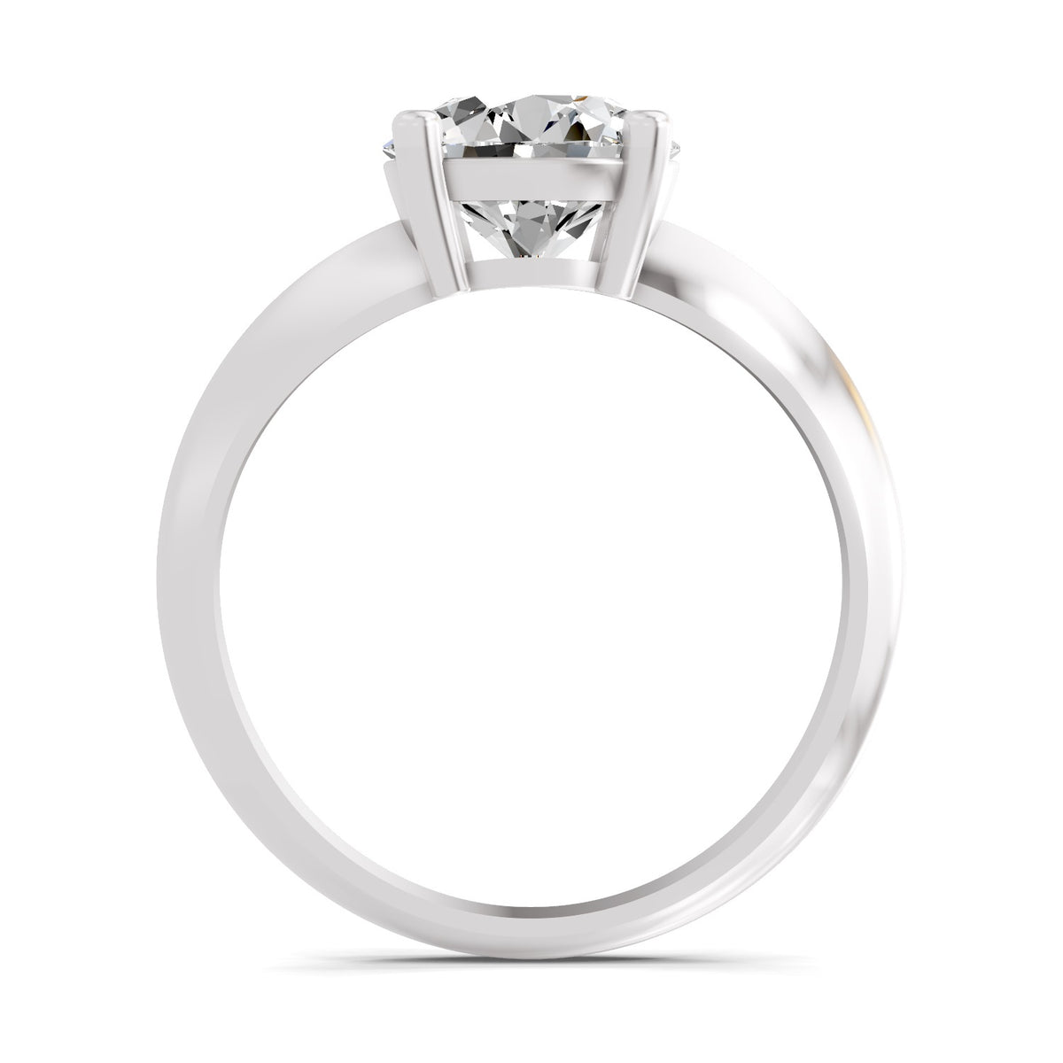 Front view of a white gold round-cut 2.00 ct diamond solitaire engagement ring